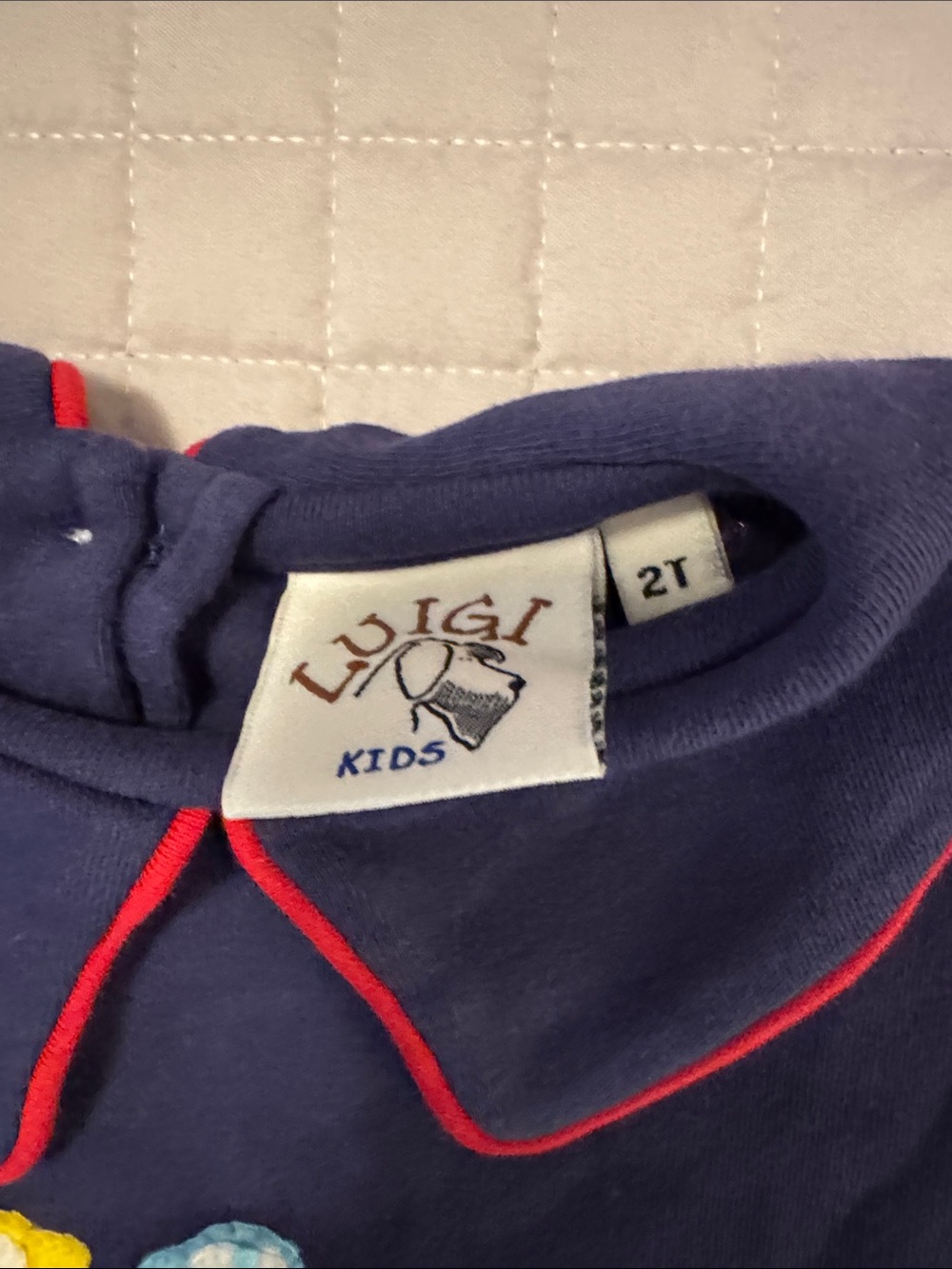Luigi kids size 2T navy knit shirt with appliqué - Picture 3 of 5